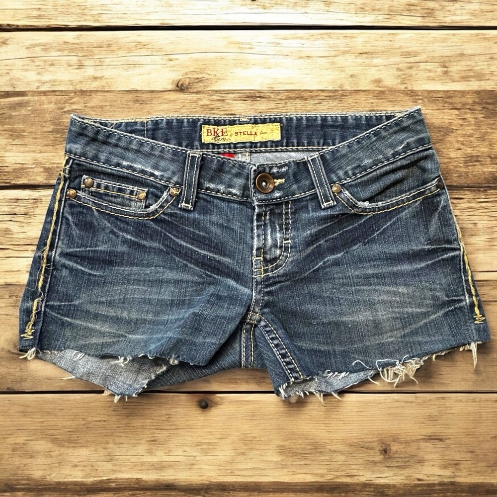 BKE Blue Jean Shorts with Distressed Raw-Edge Hem
